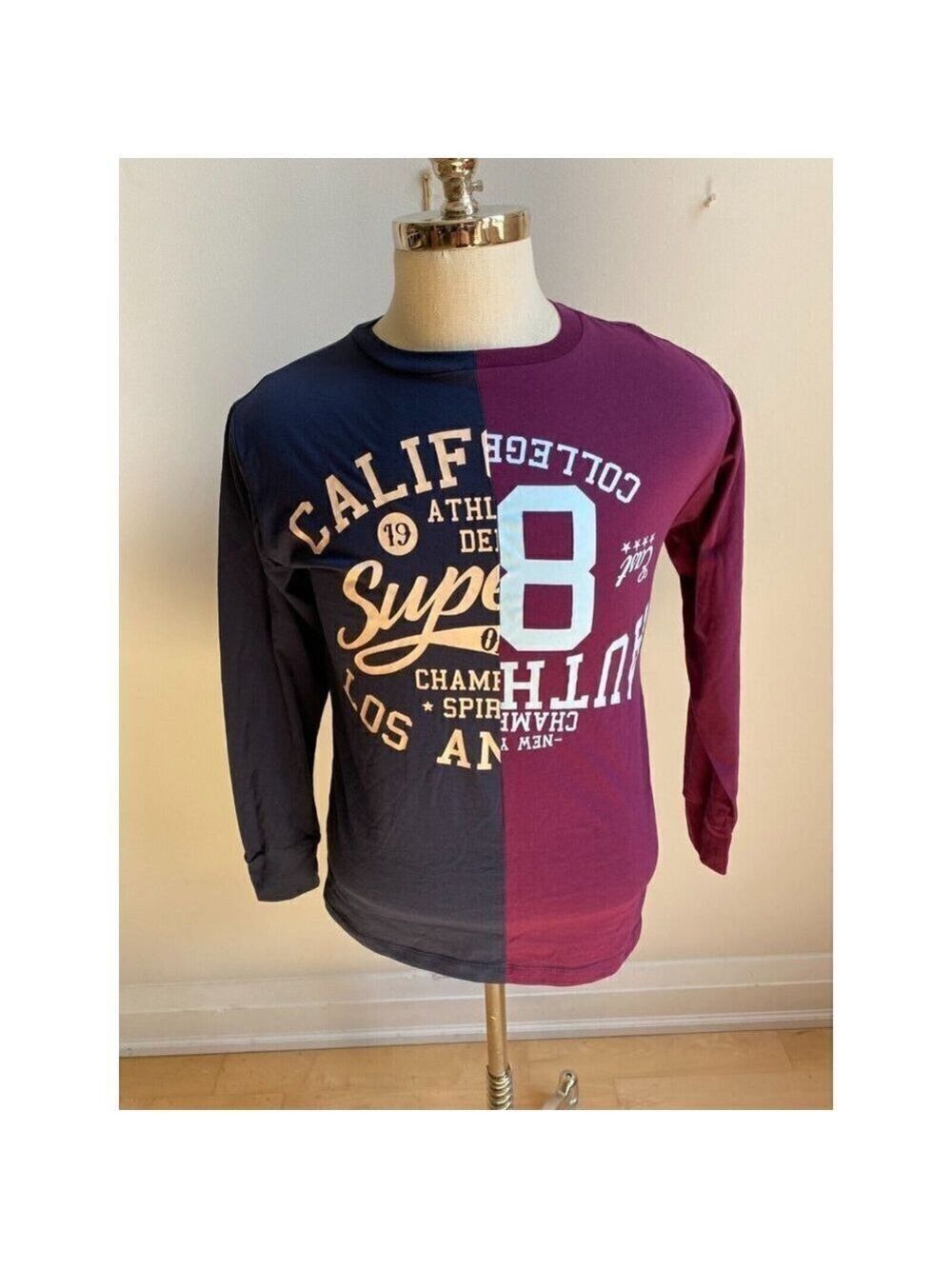 Bp Top Mens Long Sleeve Tshirt University Color Block Varsity